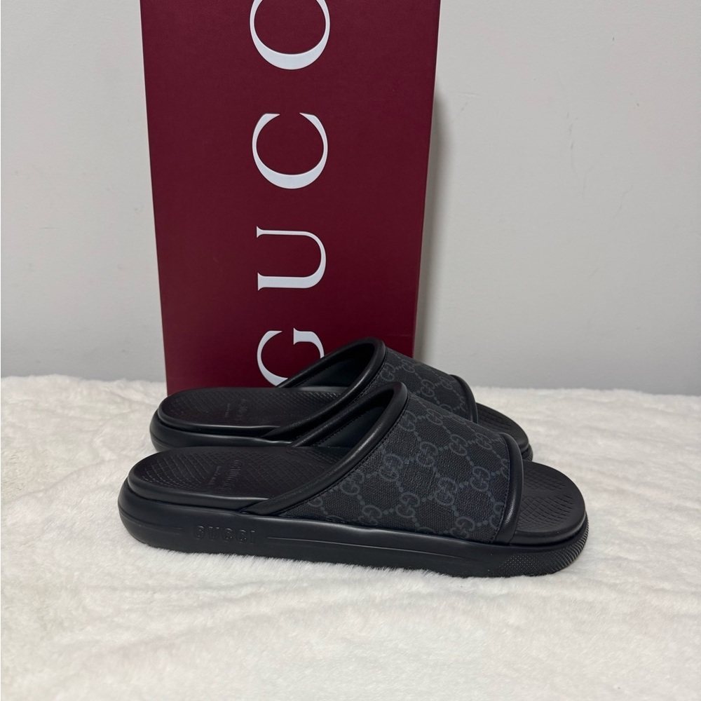 Gucci Dark Gray Slide Sandals